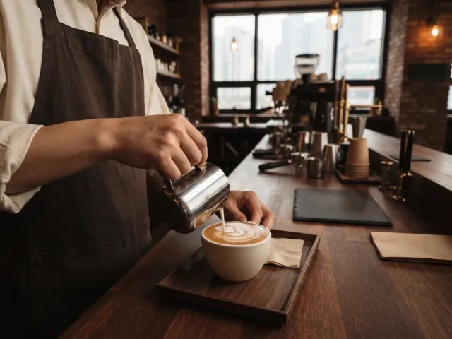 라떼 아트 한 잔(예시 사진)